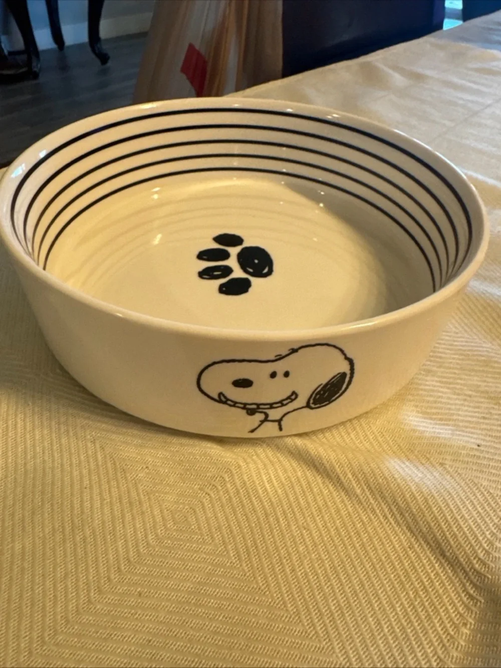 Ceramic Snoopy Dog Bowl in White and Black